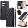 Чохол-сумка для Samsung Galaxy S25 Ultra, Rhombus Crossbody Leather, чорний