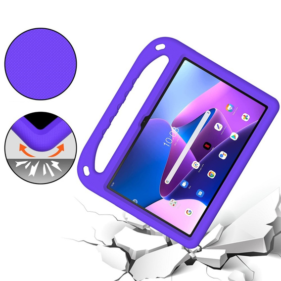 Дитячий чохол для Lenovo Tab M10 10.1 Gen 3, дитячий чохол з ручкою, фіолетовий