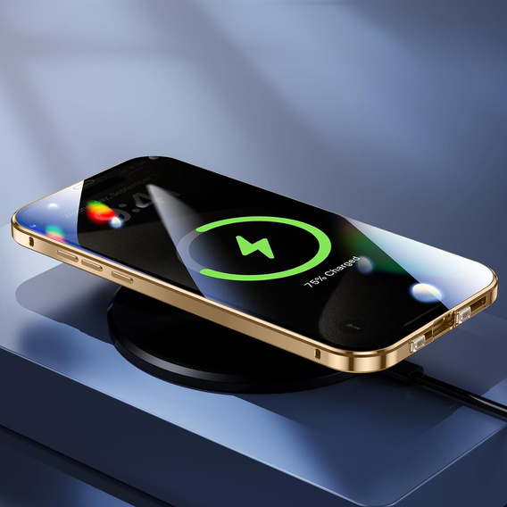 Магнитный чехол с двойным стеклом MagSafe для iPhone 16, золотой