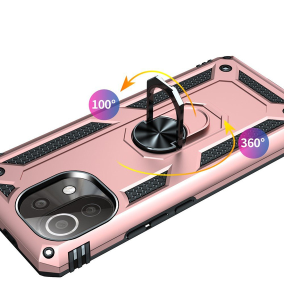 Бронированный Чехол до Xiaomi Mi 11 Lite / Mi 11 Lite 5G / 11 Lite 5G NE, Nox Case Ring, розовый rose gold