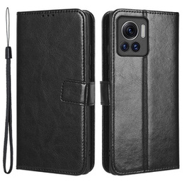 Откидной чехол для Motorola Edge 30 Ultra 5G, Crazy Horse Wallet, чёрный
