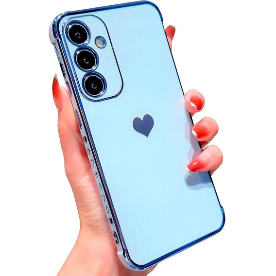 Чехол для Samsung Galaxy A15 4G / 5G, Electro heart, синий + полное клеевое керамическое стекло