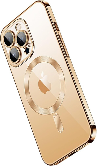 Чехол для iPhone 14 Pro, Electro MagSafe, золотой + стекло для экрана
