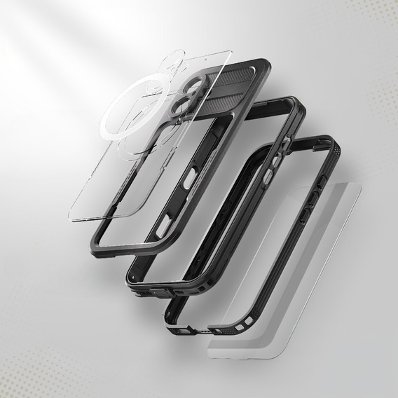 IP68 Водонепроницаемый чехол для iPhone 16, SHELLBOX MagSafe, чёрный