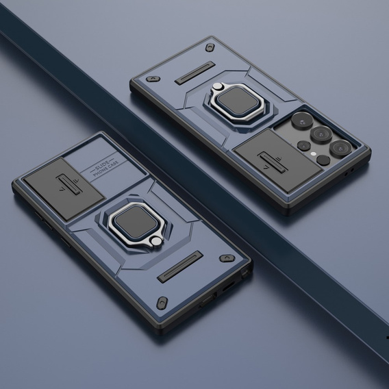 Чехол для Samsung Galaxy S24 Ultra, KickStand Camera Lens, синий