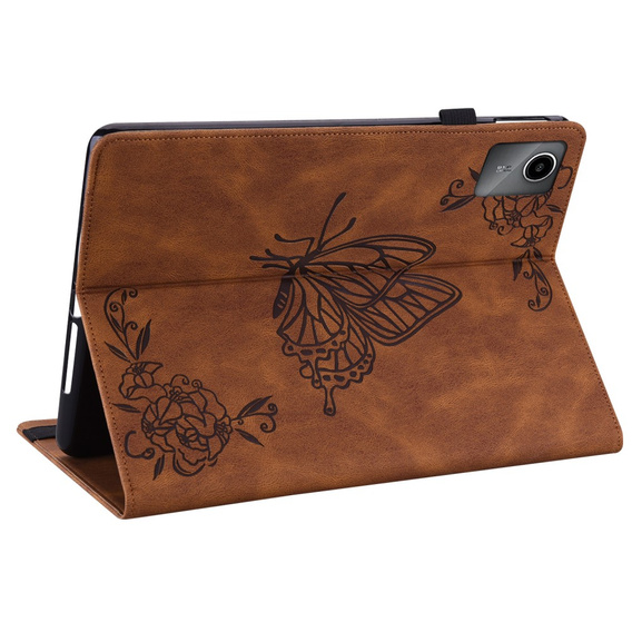 Чохол для Lenovo Tab M11, Butterfly, коричневий