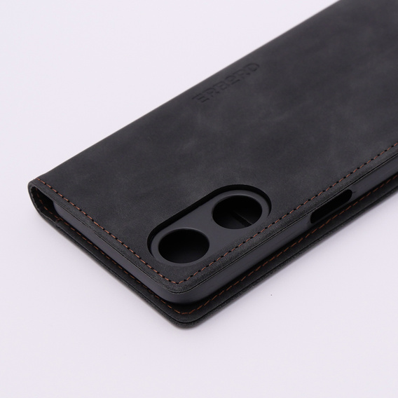 Чехол для Oppo A78 5G, ERBORD Vintage, бумажник с клапаном, чёрный