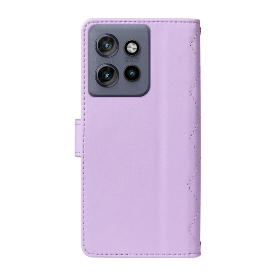 Чохол-сумка для Motorola Edge 50 Neo / Motorola ThinkPhone 25, Rhombus Crossbody Leather, фіолетовий