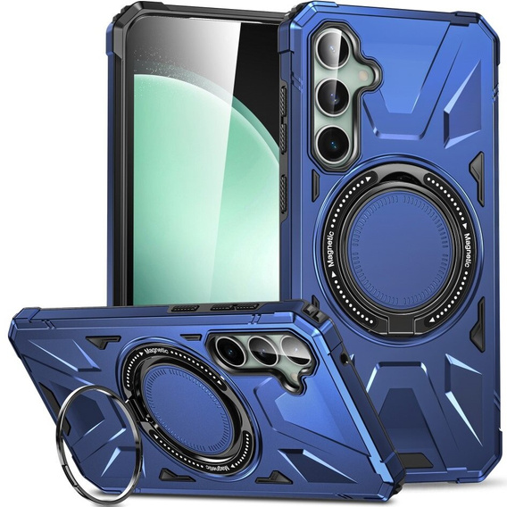 Чехол для Samsung Galaxy S23 FE, бронированный с подставкой и ручкой-планшетом, синий