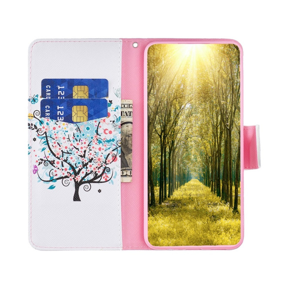 Откидной чехол для Samsung Galaxy M34, Wallet, colorful tree, белый
