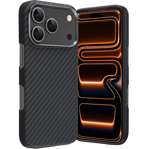Чохол для iPhone 17 Pro, Carbon Fiber, для MagSafe, чорний