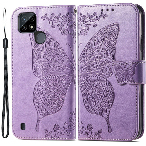 Чехол Wallet до Realme C21Y / C25Y, Butterfly, Purple