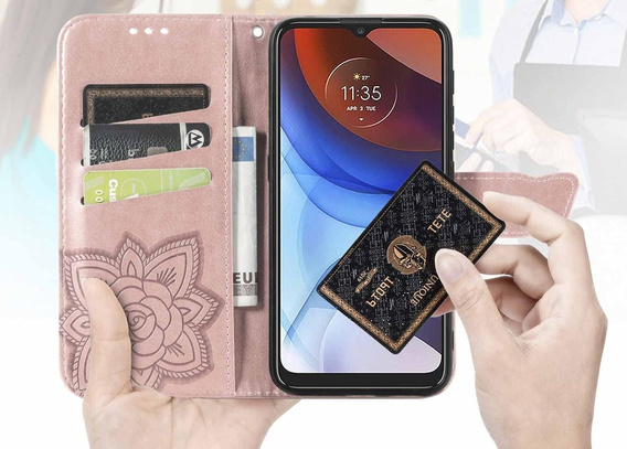 Чохол-книжка для Oppo Reno 13F / Oppo Reno 13FS, Butterfly, рожевий rose gold