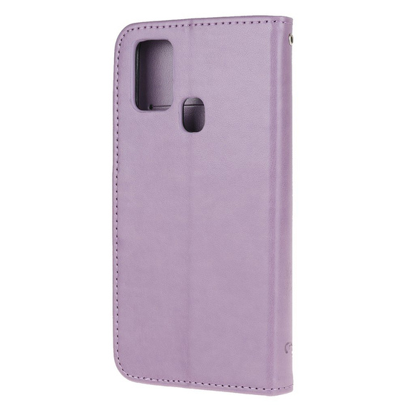 Откидной чехол для Samsung Galaxy M21, Butterfly Flower, фиолетовый
