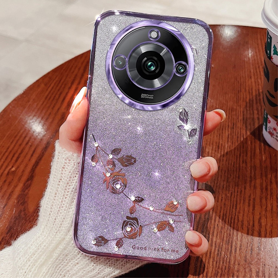 Чехол для Realme 11 Pro 5G / Pro+ 5G, Glitter Flower, фиолетовый