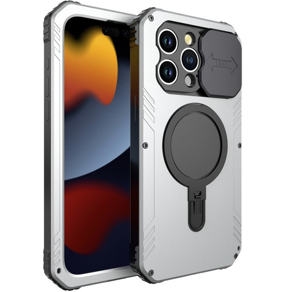 Чохол для iPhone 15 Pro Max, DefenderMag, сріблястий