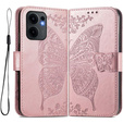 Откидной чехол для Oppo Reno 13F / Oppo Reno 13FS, Butterfly, розовый rose gold