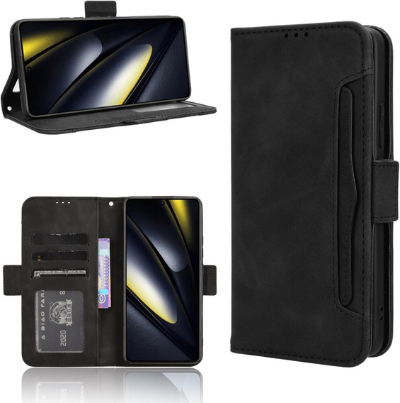 Откидной чехол для Xiaomi Poco F6, Card Slot, чёрный