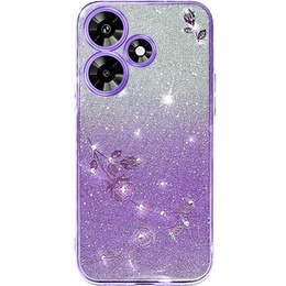Чохол для Infinix Hot 30, Glitter Flower, фіолетовий