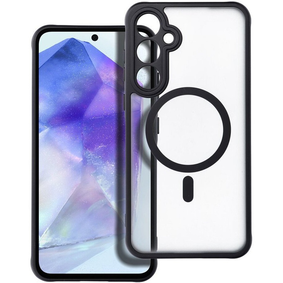 Чохол для Samsung Galaxy A15, для MagSafe, ERBORD Matt Case, чорний + захисне скло
