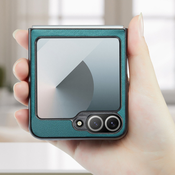 Чохол для Samsung Galaxy Z Flip7 FE / Z Flip6, CASE Litchi Leather, зелений