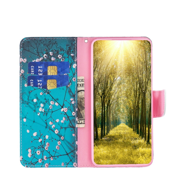 Откидной чехол для Samsung Galaxy S23 FE, Wallet, Sakura синий
