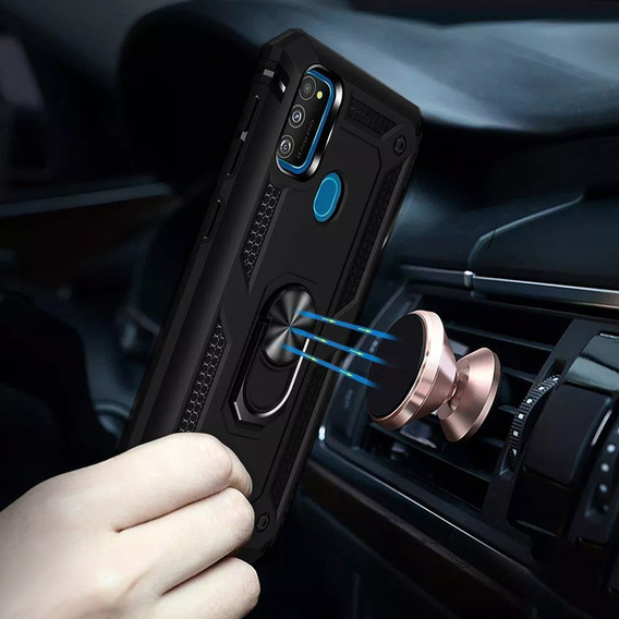 Бронированный Чехол до Samsung Galaxy M21, Nox Case Ring, чёрный