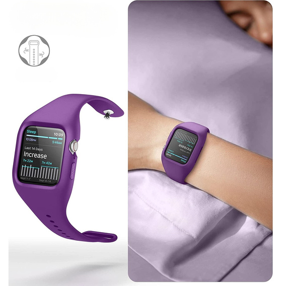 Ремень + чехол Suritch для Apple Watch 4/5/6/7/8/SE 44/45mm, фиолетовый