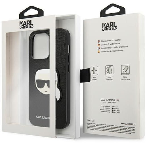 Чехол Karl Lagerfeld до iPhone 14 Pro Max, Saffiano Karl's Head Patch, чёрный