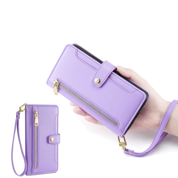 Чохол-книжка для iPhone 14 Pro, Wallet Zipper Pocket, фіолетовий
