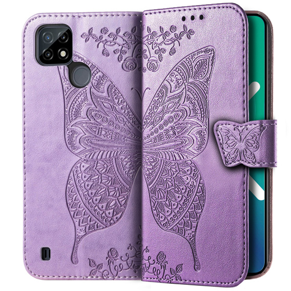 Чехол Wallet до Realme C21Y / C25Y, Butterfly, Purple