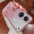 Чохол для Oppo A78 4G, Glitter Flower, рожевий rose gold