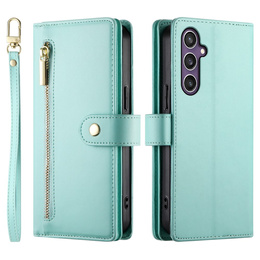 Откидной чехол для Samsung Galaxy S25+ Plus, Wallet Zipper Pocket, зелёный