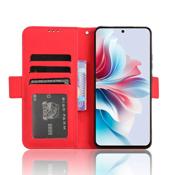 Откидной чехол для Oppo Reno 11F 5G, Card Slot, красный