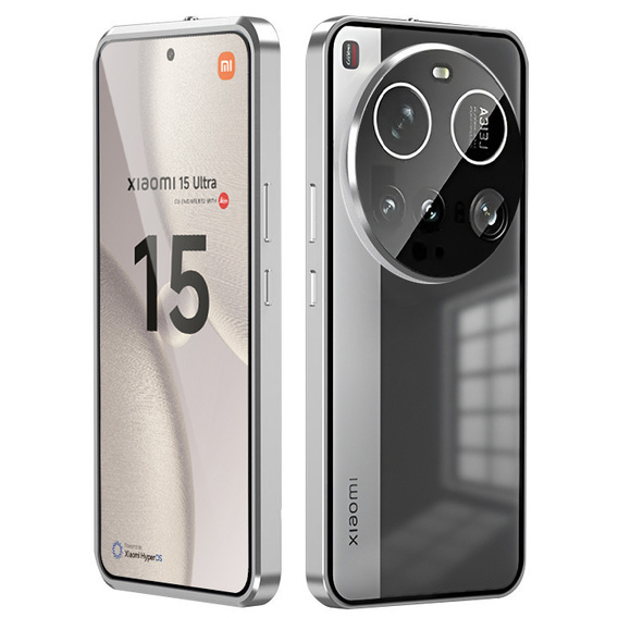 Чехол для Xiaomi 15 Ultra, Magnetic Dual Glass, серебряный