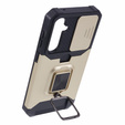 Бронированный чехол для Samsung Galaxy S23 FE, Camera Slide Card Slot, чёрный + 9H стекло