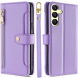 Откидной чехол для Samsung Galaxy A25 5G, Wallet Zipper Pocket, фиолетовый