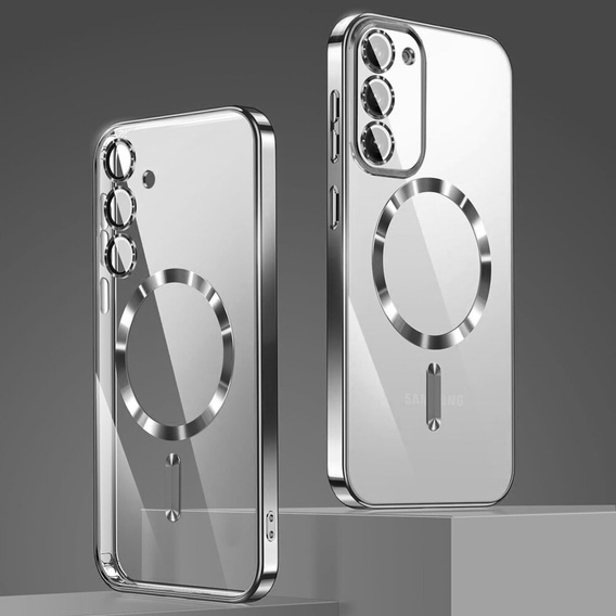 Чохол для Samsung Galaxy S23, Electro MagSafe, сріблястий + Скло на екран