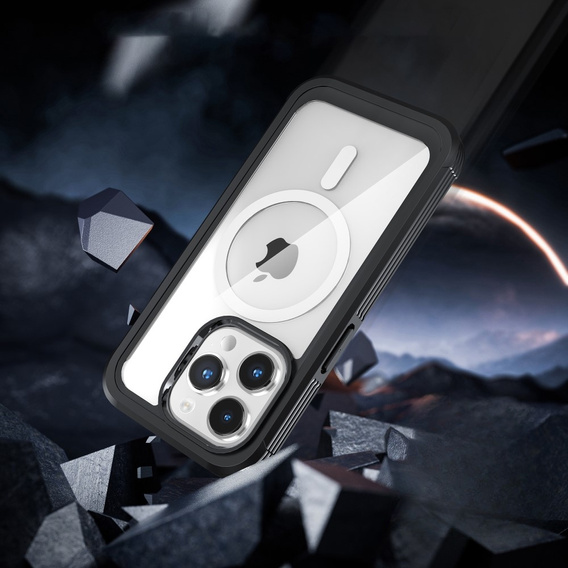 Чохол для iPhone 15 Pro, броньований Full Protect 360° для MagSafe, скло для екрану, чорний