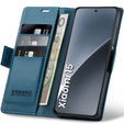 Чехол для Xiaomi 15, ERBORD Glossy Litchi, кошелек с клапаном, синий