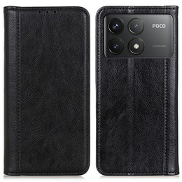 Флип-кейс для Xiaomi Poco F6 Pro, Split Leather, чёрный