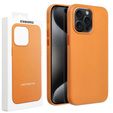 Шкіряний магнітний чохол для iPhone 15 Pro Max, помаранчевий