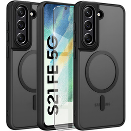 Чохол для Samsung Galaxy S21 FE, для MagSafe, ERBORD Matt Case, чорний + захисне скло