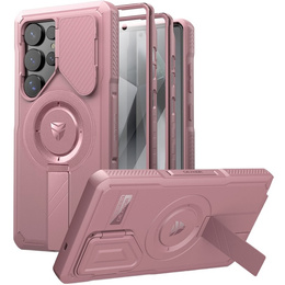 Бронированный чехол для Samsung Galaxy S25 Ultra, Dexnor CamProtect MagSafe, розовый (Две рамки)