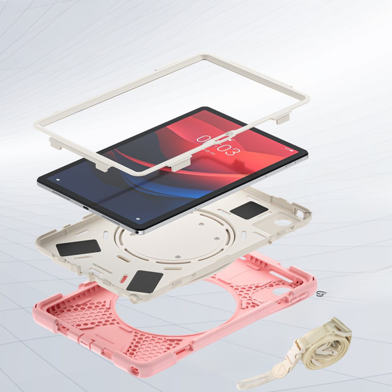 Детский чехол для Lenovo Tab M11, бронированный с ремешком, розовый