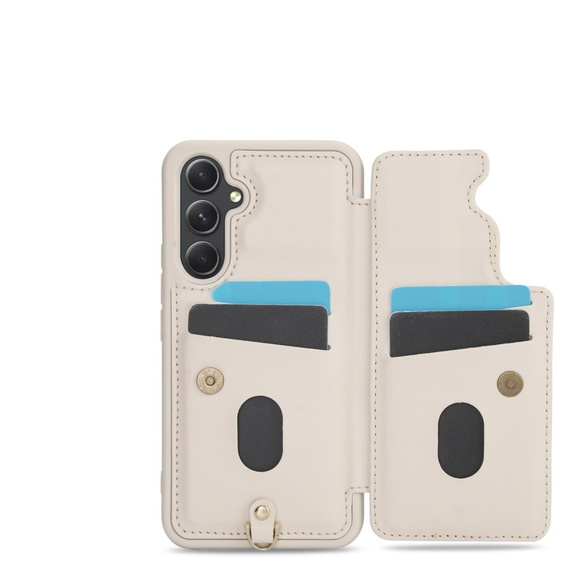 Чохол для Samsung Galaxy S23 FE, Leather Flower Card Slot, бежевий