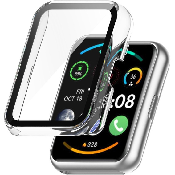 Силиконовый футляр со встроенным защитным стеклом до Huawei Watch Fit 2, Clear