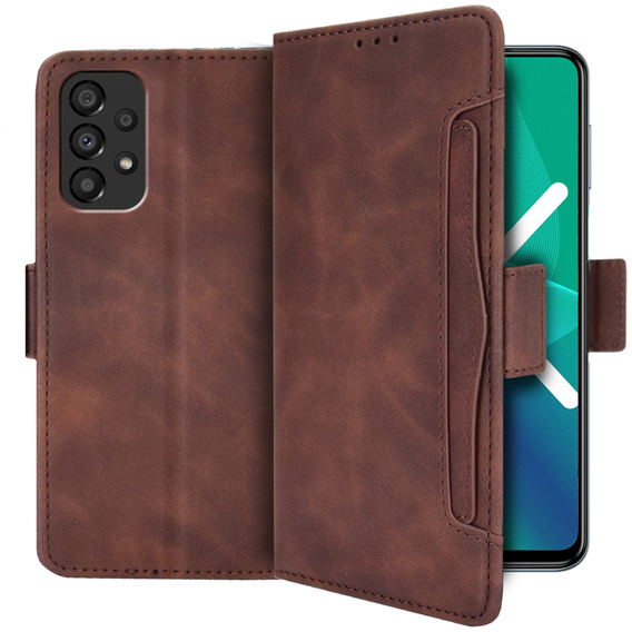 Футляр з клапаном для Samsung Galaxy A13 4G, Card Slot, коричневий