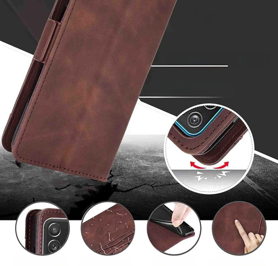 Откидной чехол для Motorola Edge 50 Pro, Card Slot, коричневый