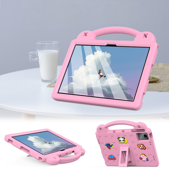 Детский чехол для Lenovo Tab M11, Cute Patterns, с подставкой, розовый